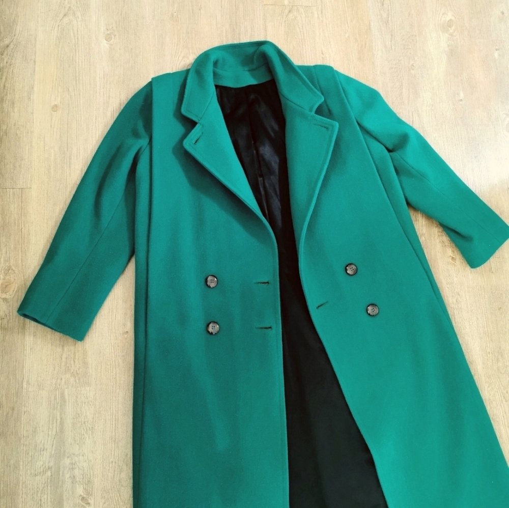 Foxland 100% wool vintage green peacoat jacket